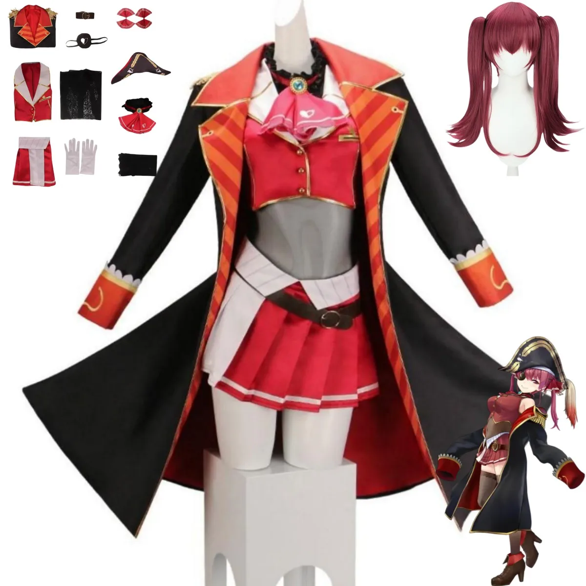 Anime Cosplay Youtuber - バーチャルYouTuber ホウショウマリン コスプレ衣装 VTuber ホロライブ キャプテンコート