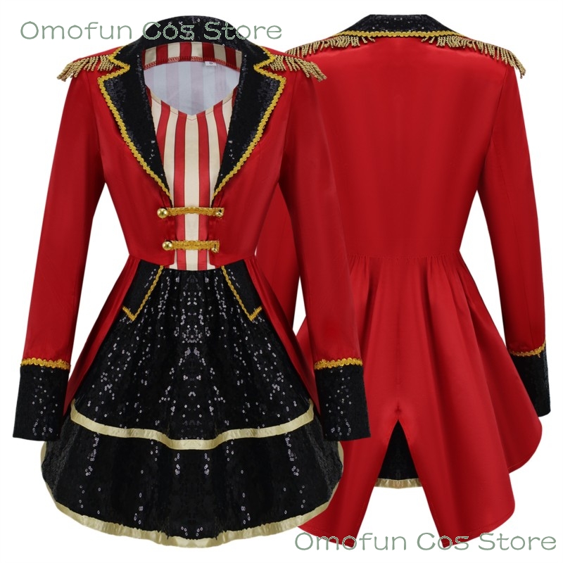 Anime Cosplay Events 2026 - 女性用サーカス団長コスチューム ブレザー＆スカートセット ハロウィンコスプレ カーニバルイベント 2026年テーマパーティー セクシー衣装
