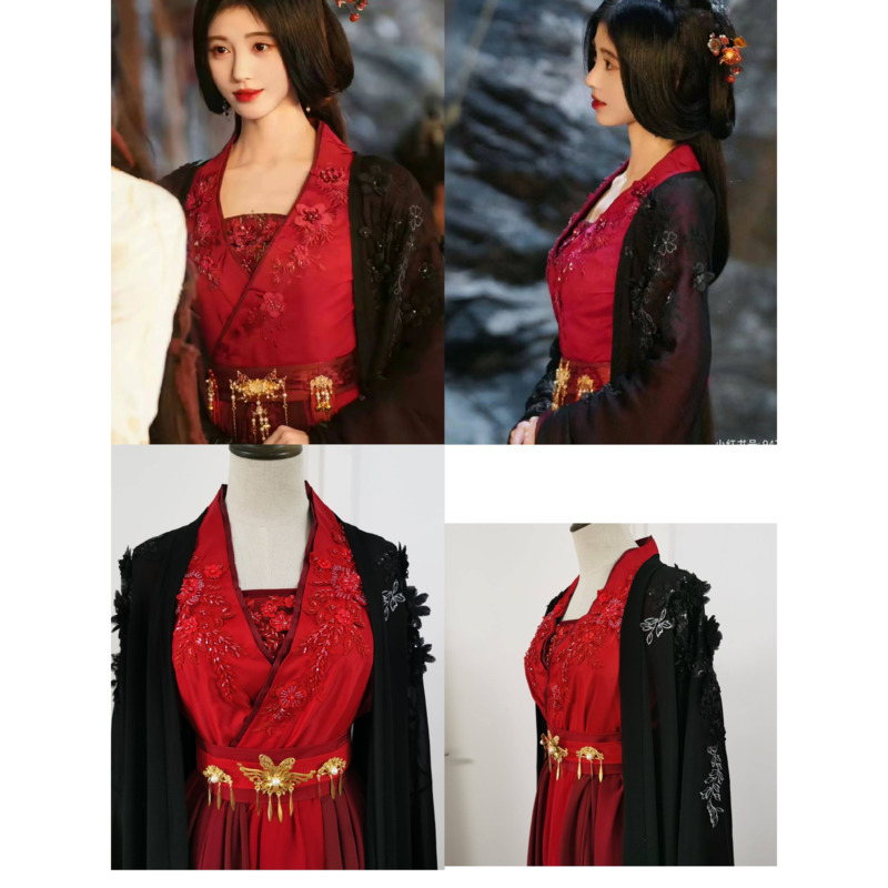 Cosplay Anime Black - 九景儀の「花のインターラード」の黒と赤の漢服衣装は、尚関志が着用したものと同じもので、ハロウィンコスプレ用です。