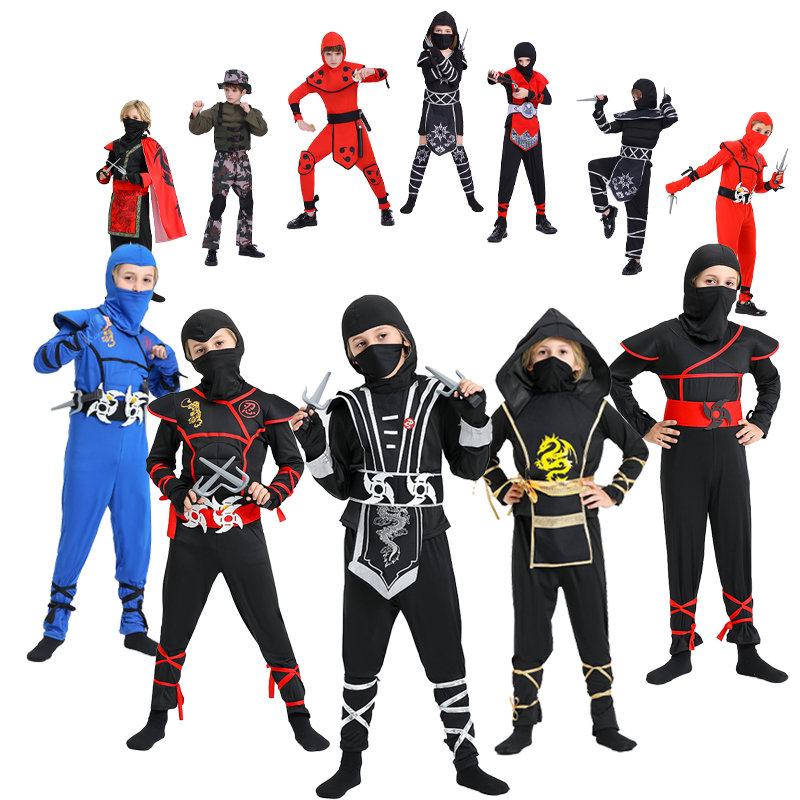 Anime Cosplay Outfit Ideas - 忍者コスチューム 男の子用 アクセサリー付き デラックスキッズカンフー衣装 ハロウィンコスプレスーツ 子供へのギフトアイデア