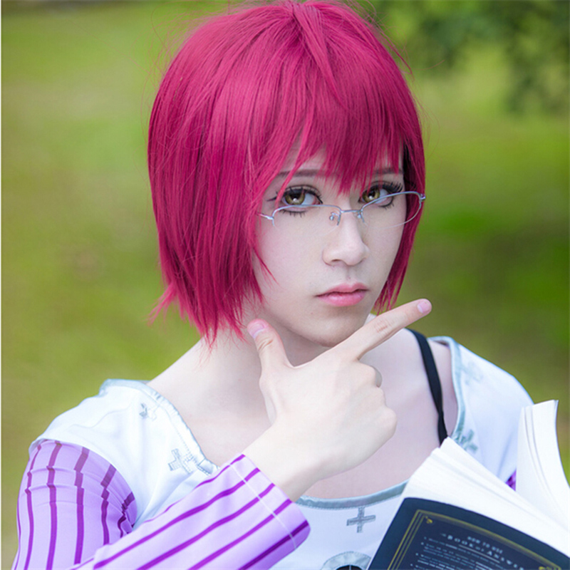 Anime Cosplay With Red Hair - アニメゴートの欲望の罪ゴウザー コスプレウィッグ ショート ローズレッド 耐熱人工毛 パーティーウィッグ