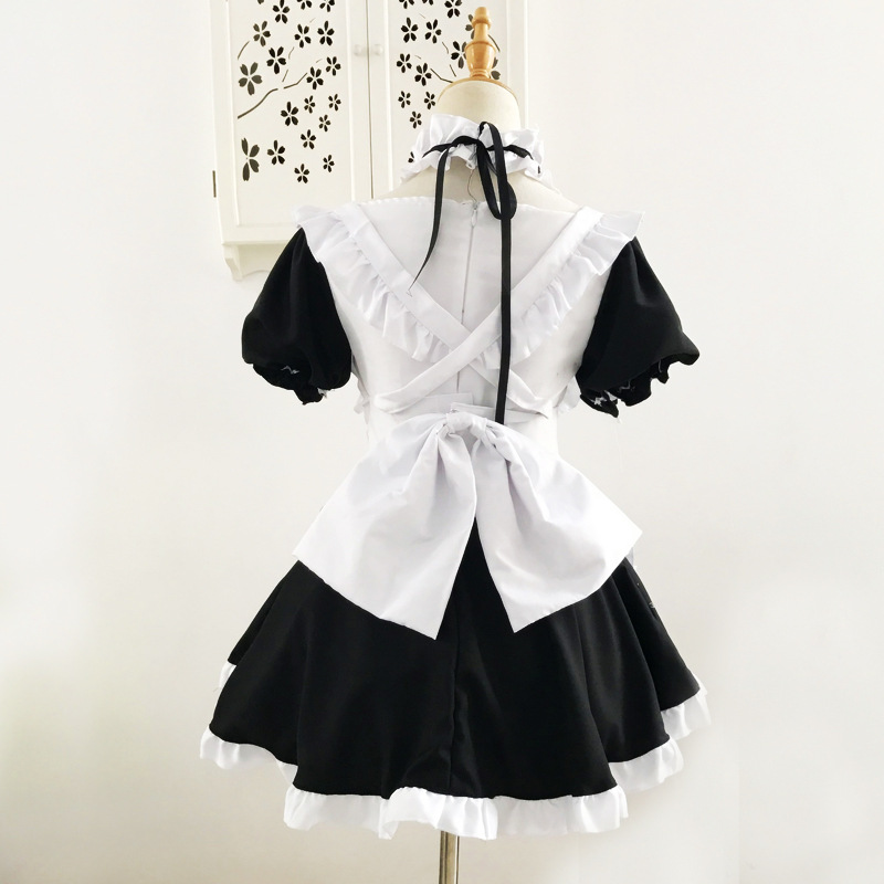 Cosplay Anime Black - 春日野そら ヨスガノソラ コスプレセット - 黒白メイド服、サーバントウェイターコスチューム