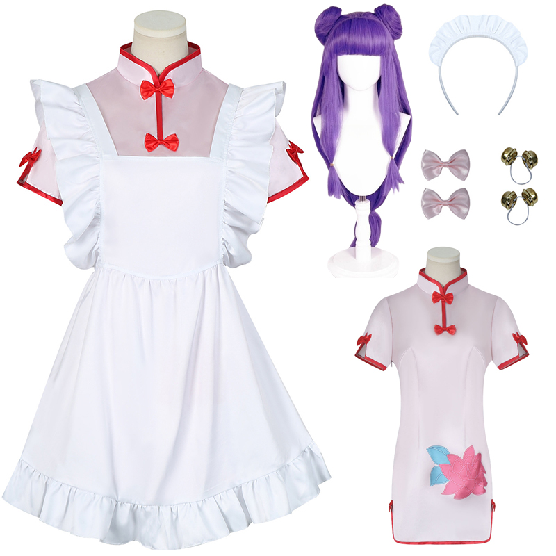Anime Cosplay Mujer - シャンプーコスプレらんま1/2コスプレ衣装ウィッグ女性チャイナドレスエプロンドレスメイド服コミコンパーティーロールプレイング服