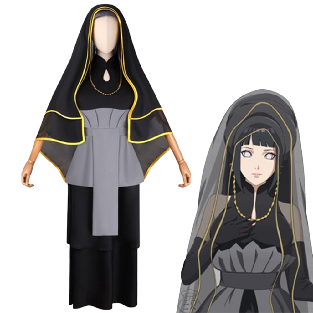 Anime Cosplay Events 2026 - 2026年 パカヤン・ペルカウィナーナン ヒュウガ・ヒナタ コスプレ衣装 ブラックウェディングドレスセット ベール付き