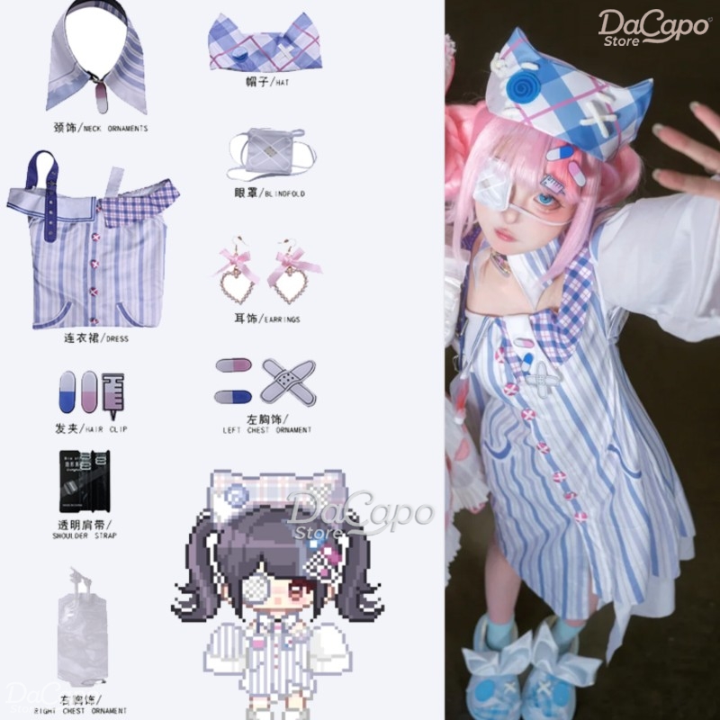 Anime Cosplay Outfit Ideas - ゲームインフィニティニッキコスプレ衣装ウィッグ風変わりなアイデア甘いロリータドレスカーニバル衣装眼帯ジライケイハロウィン女性女の子
