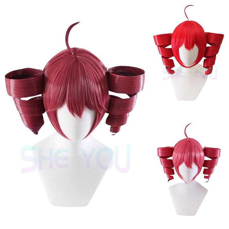 Anime Cosplay With Red Hair - アニメカサネテトウィッグコスプレ女性かわいい赤ポニーテールかつら高耐熱毛テトかつら無料かつらキャップ