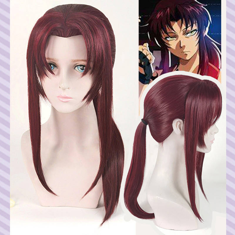Anime Cosplay With Red Hair - 黒のラグーンのかつら,ウィッグスタイルのカット,牛のカット,コスプレ,ワイン,ダークレッド,エレガントな髪,新しいコレクション