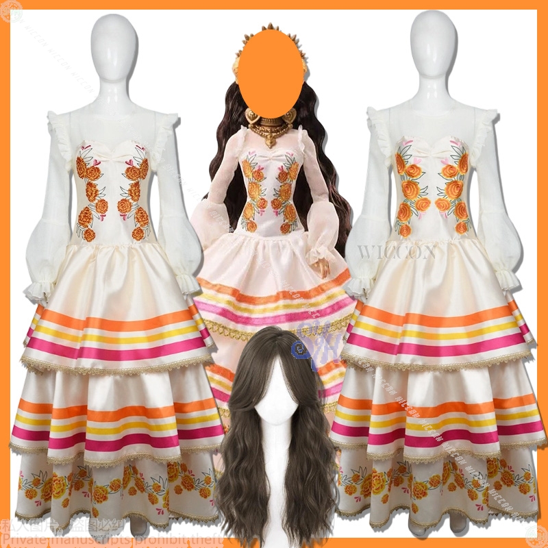 Anime Cosplay Event 2025 - 2025年ハロウィンパーティーイベントコスプレアニメ伝統衣装デッドマリーゴールドフラワーパターンロングケーキドレスレトロヴィンテージロリータ