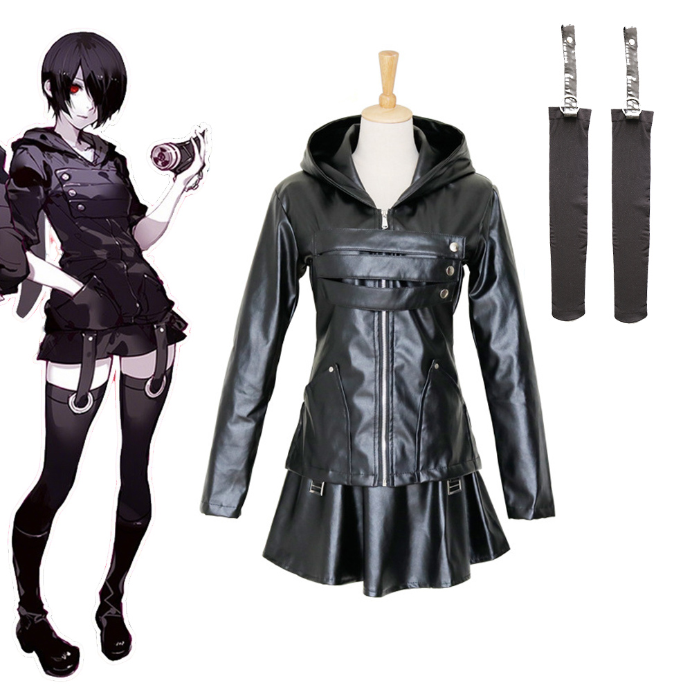 Anime Cosplay Mujer - 東京グール霧島トウカコスプレ衣装黒フェイクレザー衣装アニメロールプレイスーツハロウィンカーニバルパーティー服