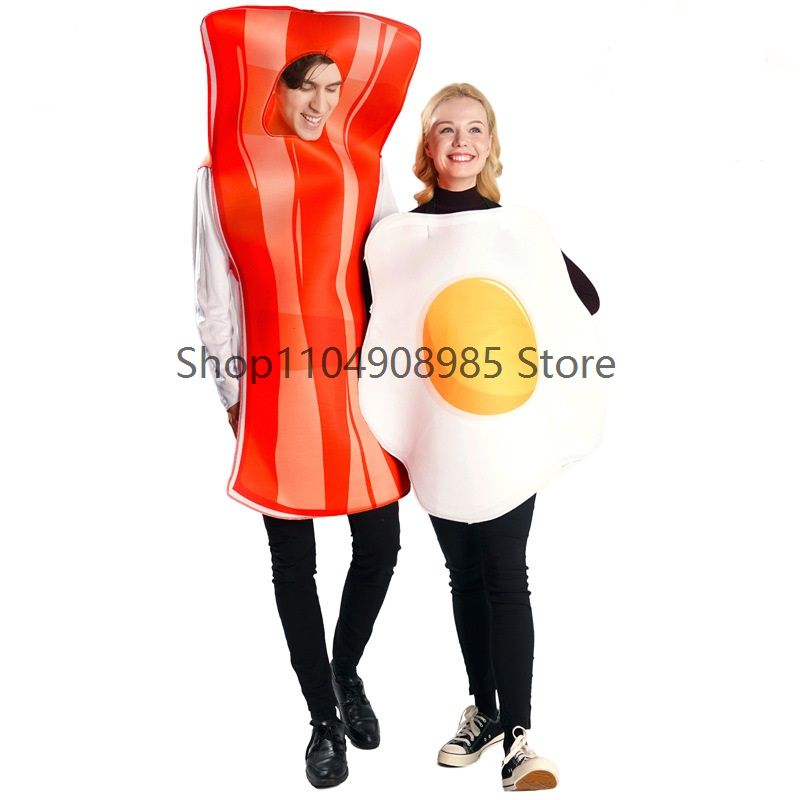 Anime Cosplay For Couples - 面白いコスプレ衣装カップルエッグベーコンハロウィンカーニバルドレスアップパーティー食品衣装恋人ユニセックススーツ大人のための