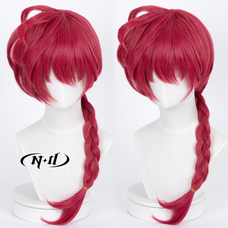 NDらんま一文字コスプレウィッグ赤いヘアピースらんまアニメコ - Anime Cosplay With Red Hair のレビューと価格