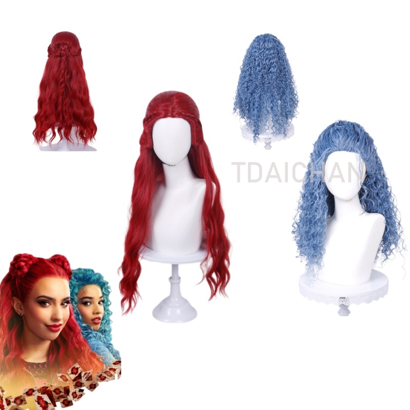 カーリーコスプレウィッグレッドプリンセスハートヘアスタイルク - Anime Cosplay With Red Hair のレビューと価格