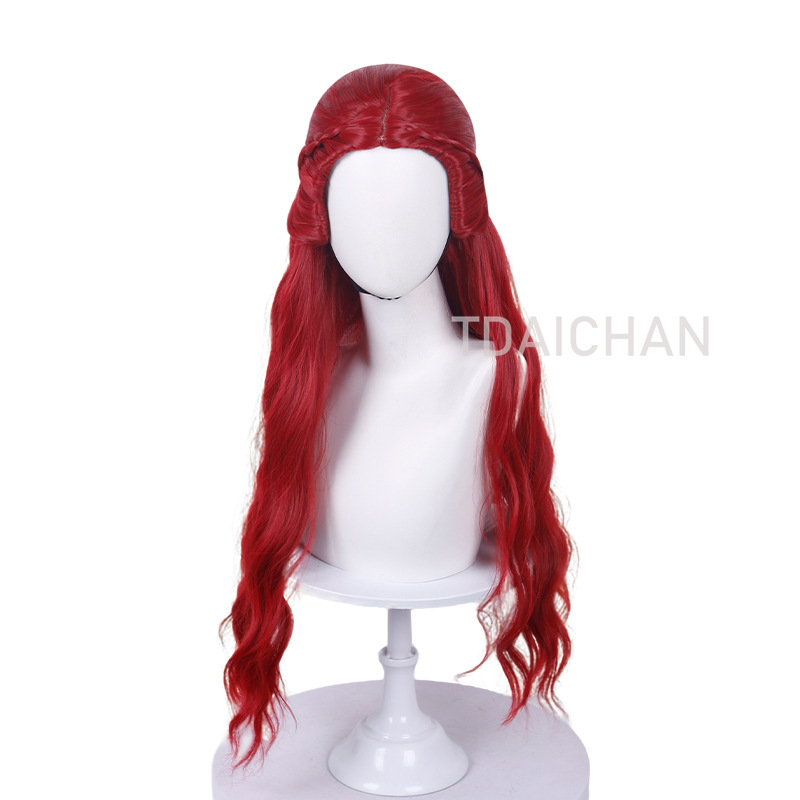 カーリーコスプレウィッグレッドプリンセスハートヘアスタイルク - Anime Cosplay With Red Hair のレビューと価格