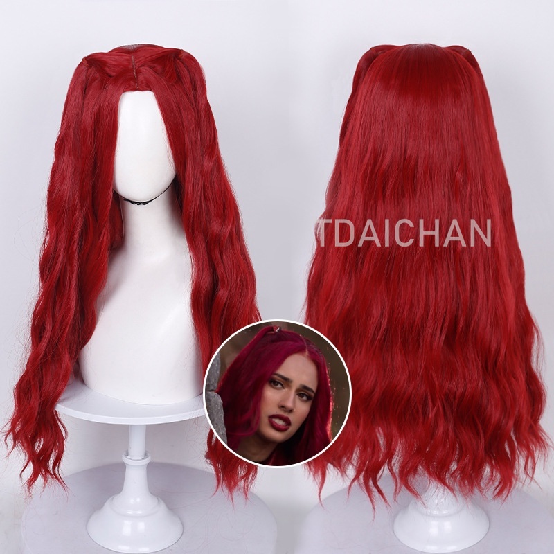 カーリーコスプレウィッグレッドプリンセスハートヘアスタイルク - Anime Cosplay With Red Hair のレビューと価格