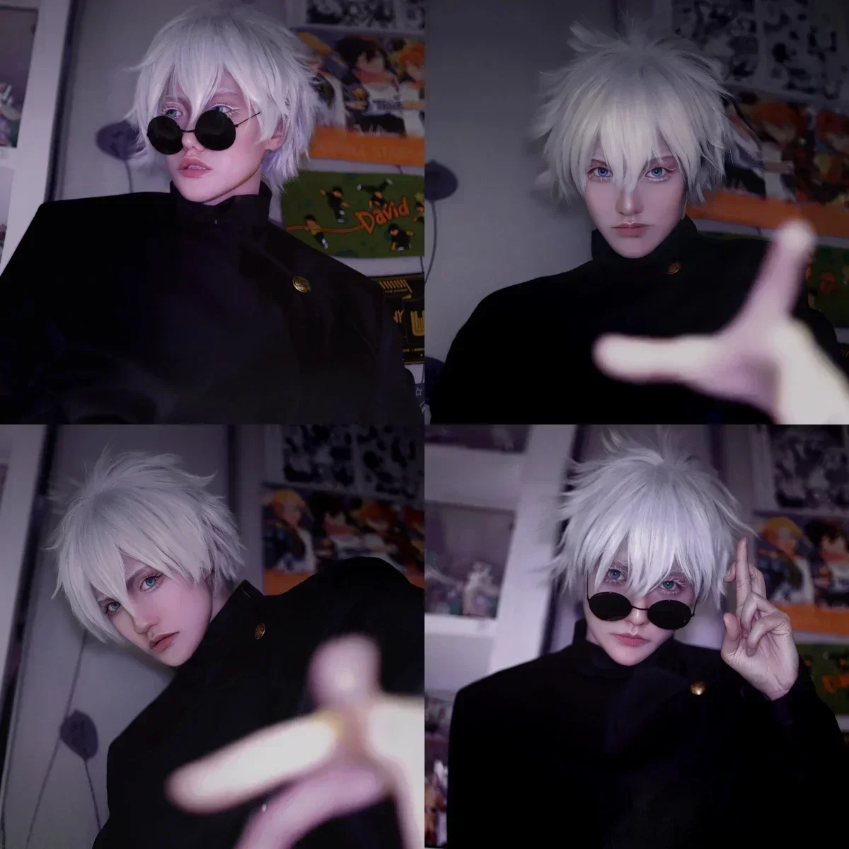 五条悟コスプレ衣装男性用、アニメ高校制服、濡れた髪のウィッグ - Anime Cosplay Gojo のレビューと価格
