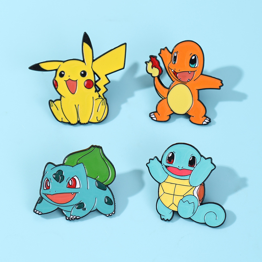 ポケモンエナメルピン4個セット、かわいいピカチュウ、ヒトカゲ - Anime Cosplay Pokemon のレビューと価格