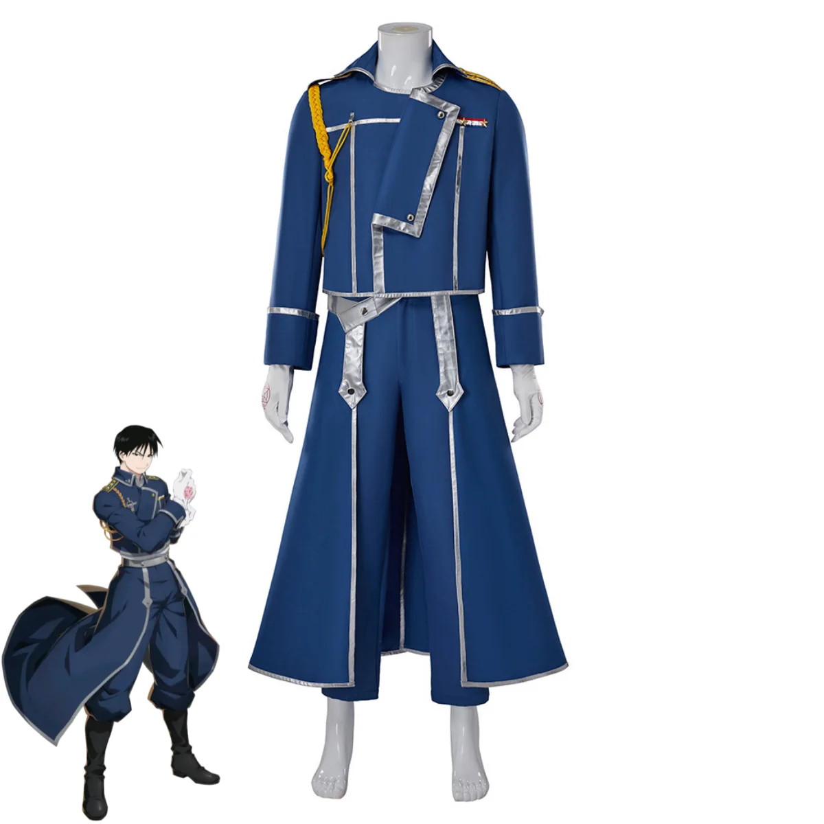 ブルーファイト軍服コートウィッグ成人男性ハロウィンカーニバル - Fullmetal Alchemist Coat のレビューと価格