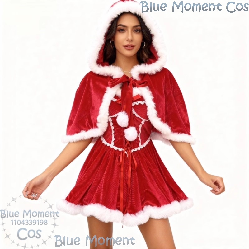 2025年クリスマス レッドドレス 白い豪華な縁取りの赤いケ - Anime Cosplay Event 2025 のレビューと価格
