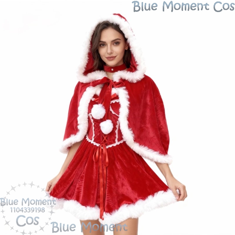 2025年クリスマス レッドドレス 白い豪華な縁取りの赤いケ - Anime Cosplay Event 2025 のレビューと価格